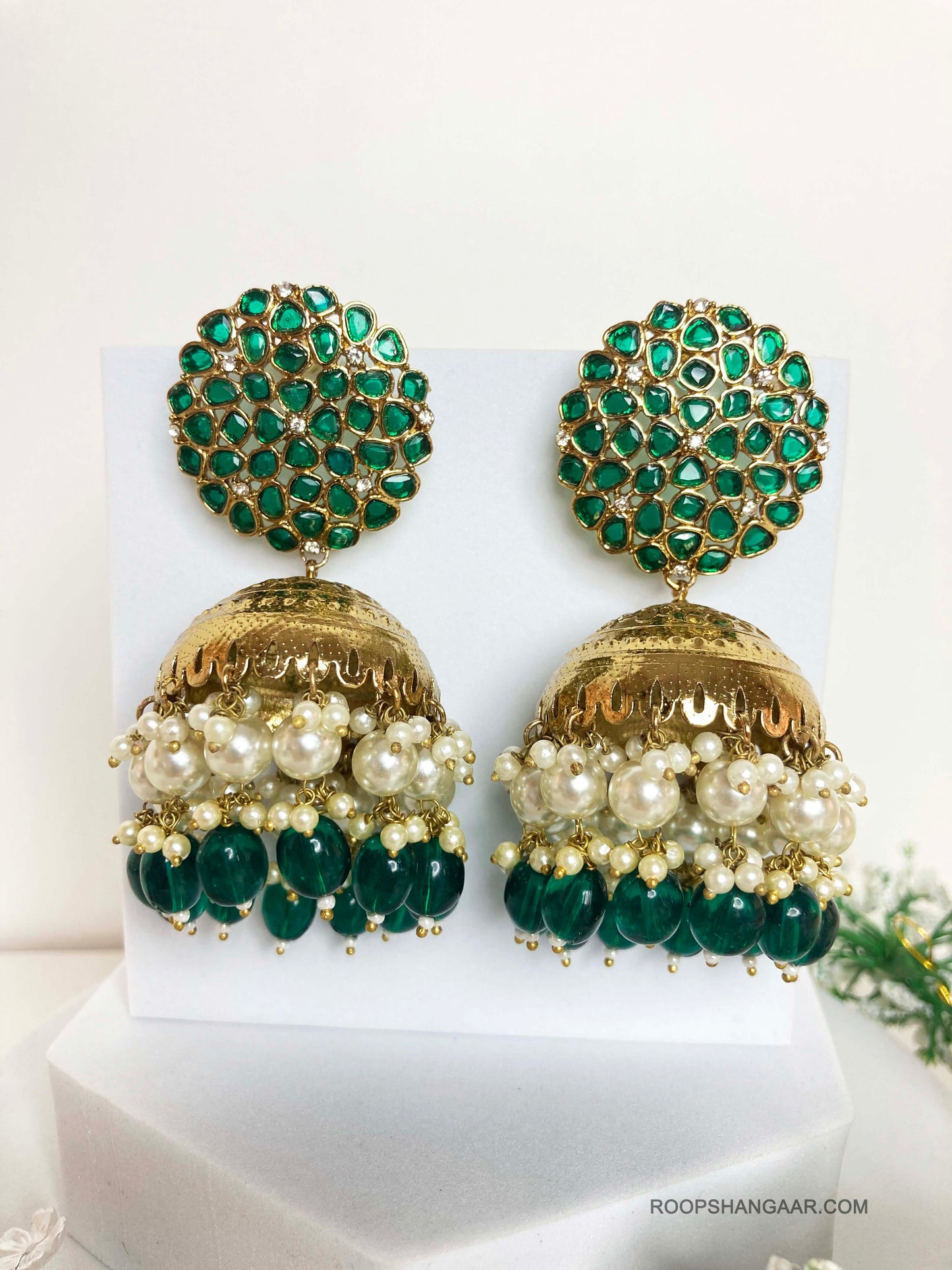 Emerald Chhaya Jhumkis