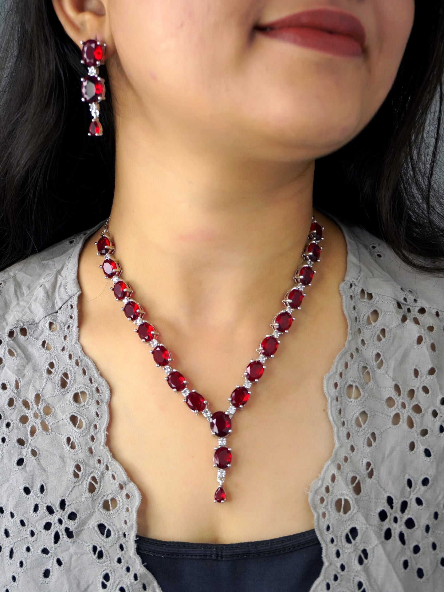 Red Scarlett Zirconia Jewellery Set