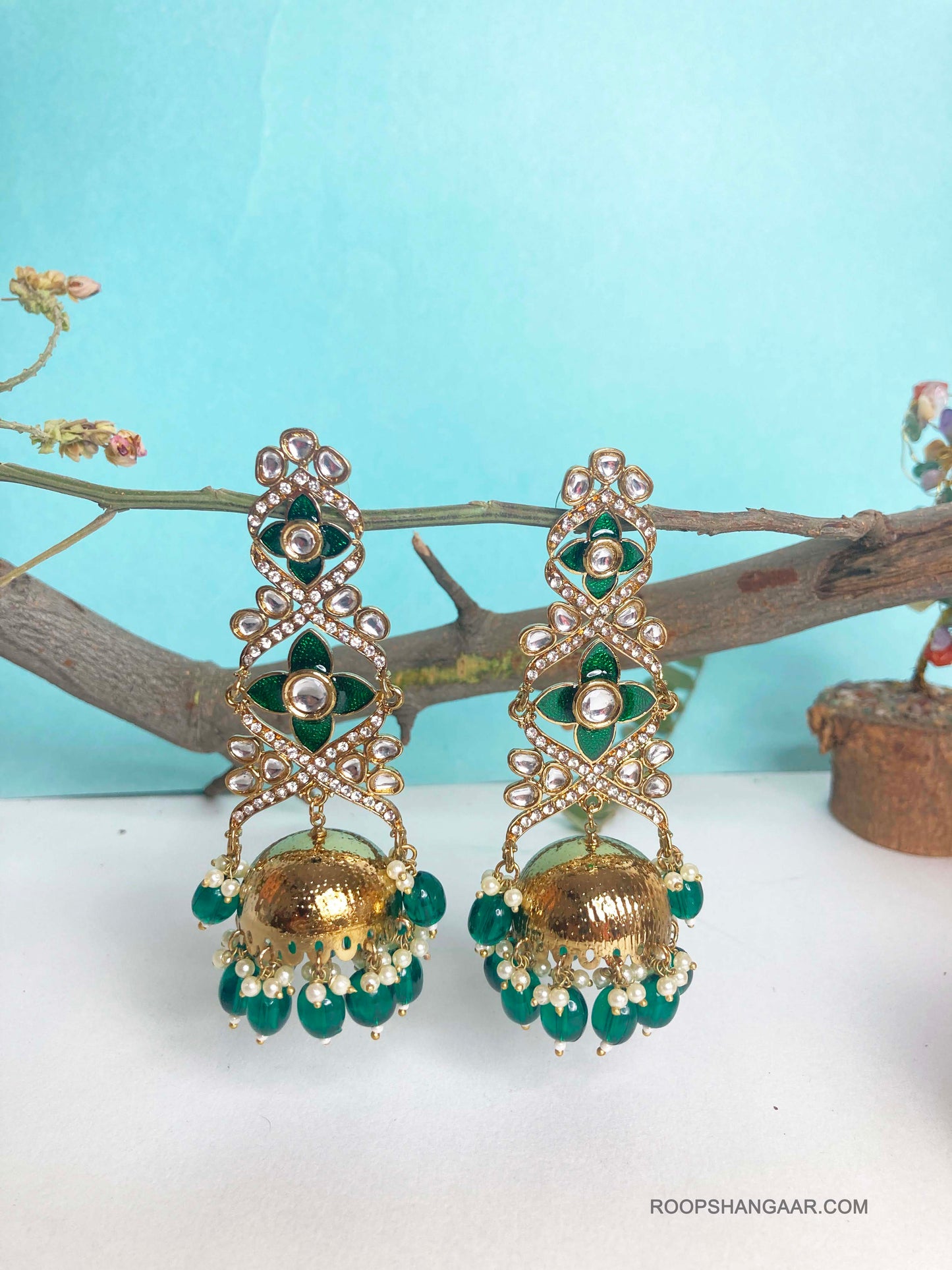 Emerald Taruni Jhumkis