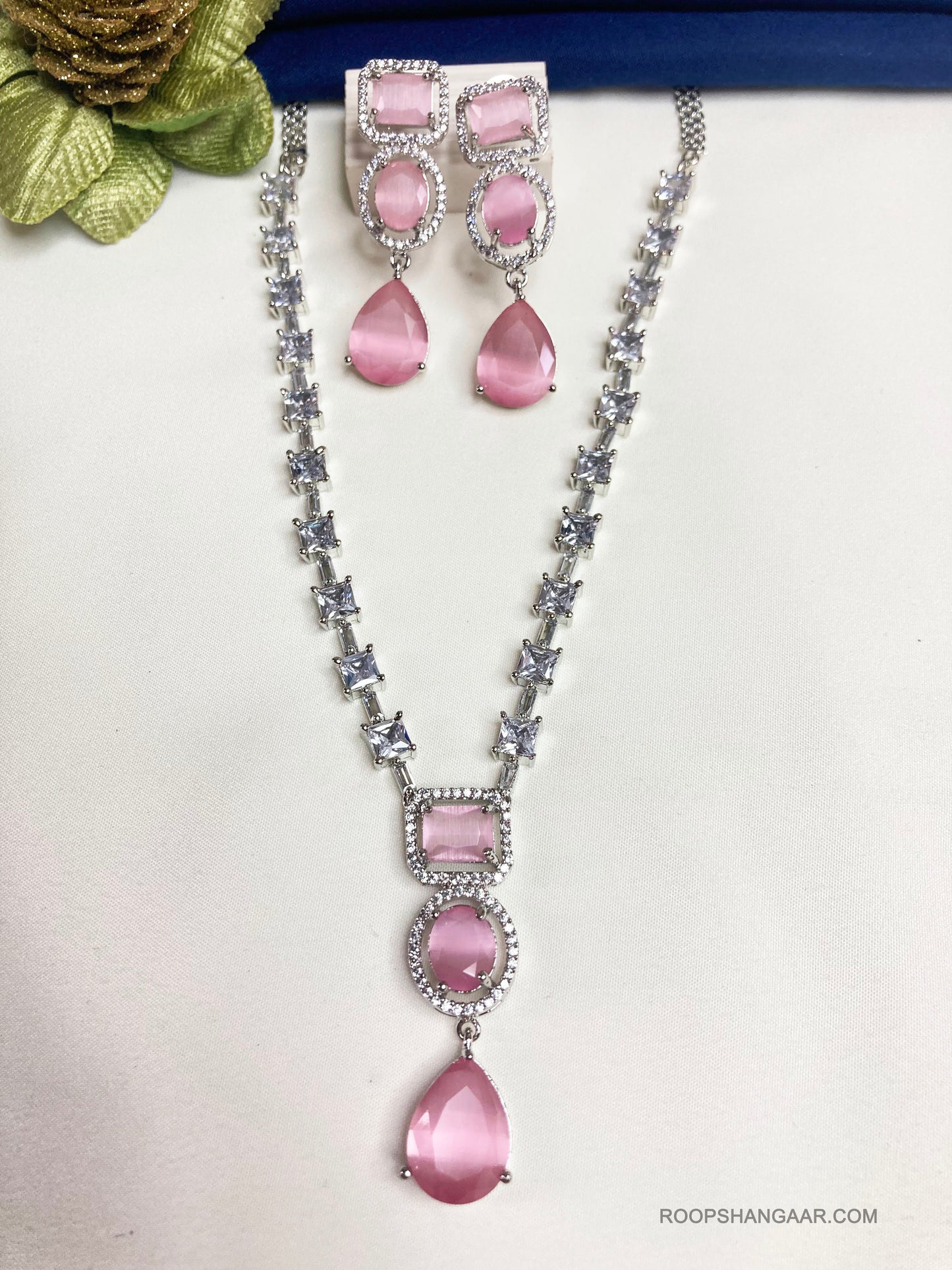 Pink Ava Zirconia Jewellery Set