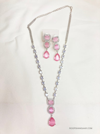 Pink Ava Zirconia Jewellery Set