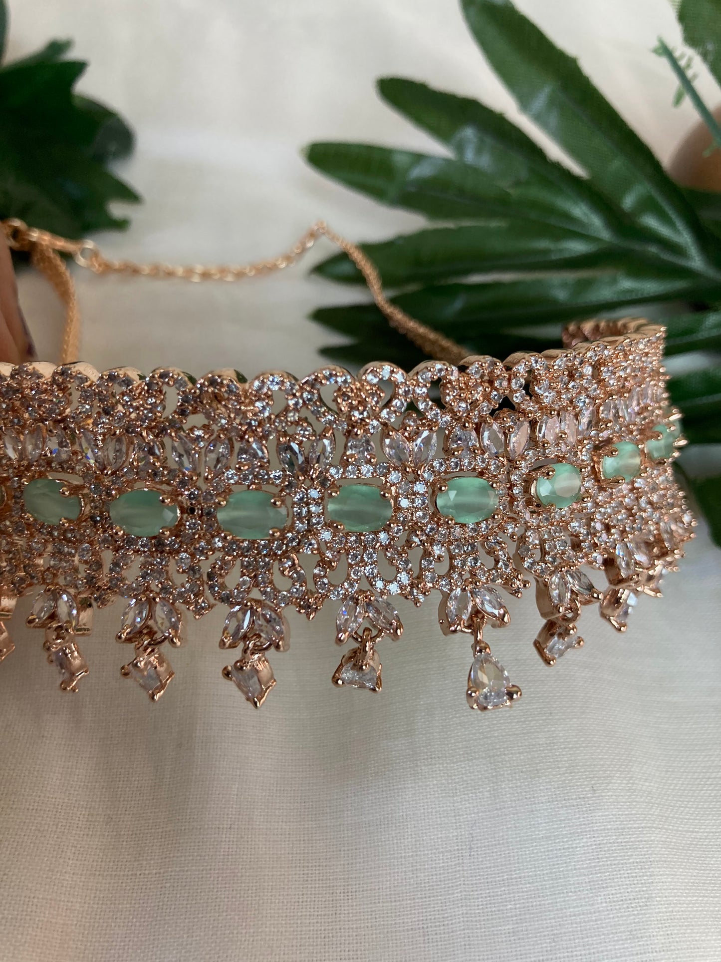 Ayesha Mint Zirconia Jewellery Set