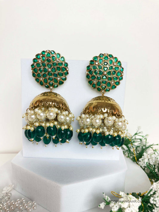 Emerald Chhaya Jhumkis