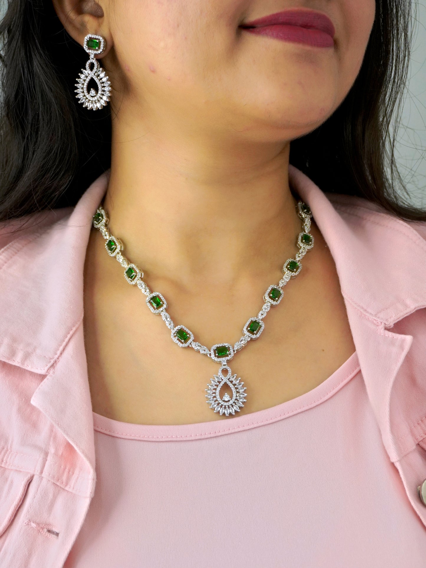 Green Zoe Zirconia Jewellery Set