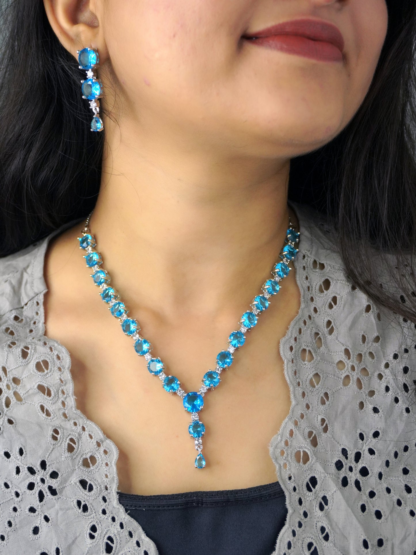 Aqua Scarlett Zirconia Jewellery Set