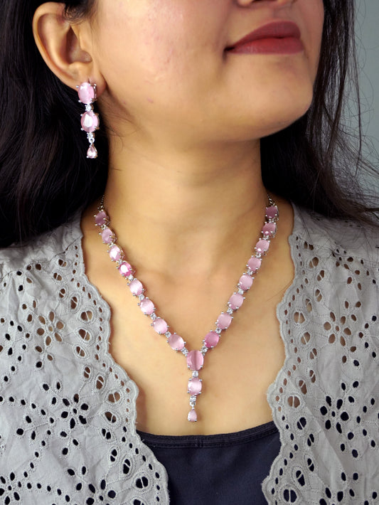 Pink Scarlett Zirconia Jewellery Set