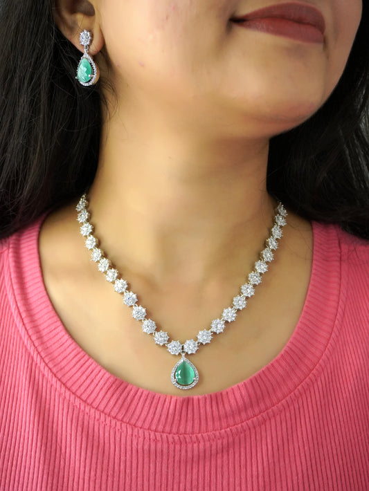 Mint Lily Zirconia Jewellery Set