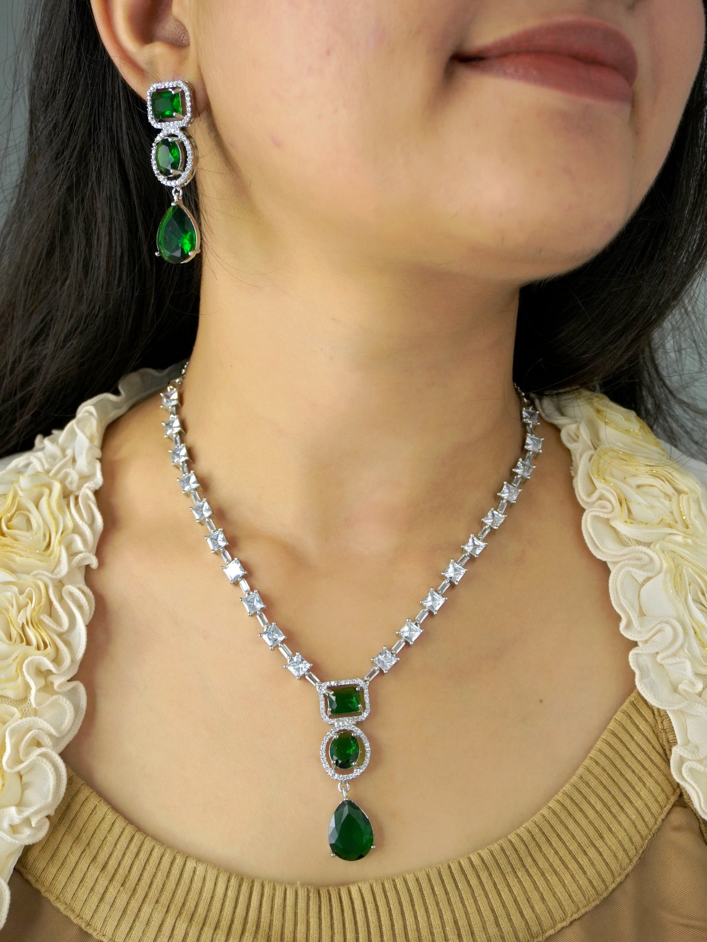 Green Ava Zirconia Jewellery Set