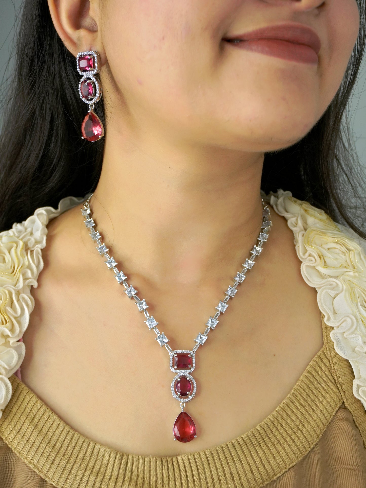 Ruby Ava Zirconia Jewellery Set