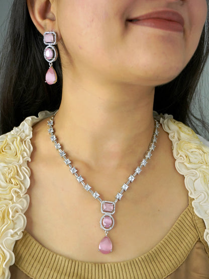 Pink Ava Zirconia Jewellery Set