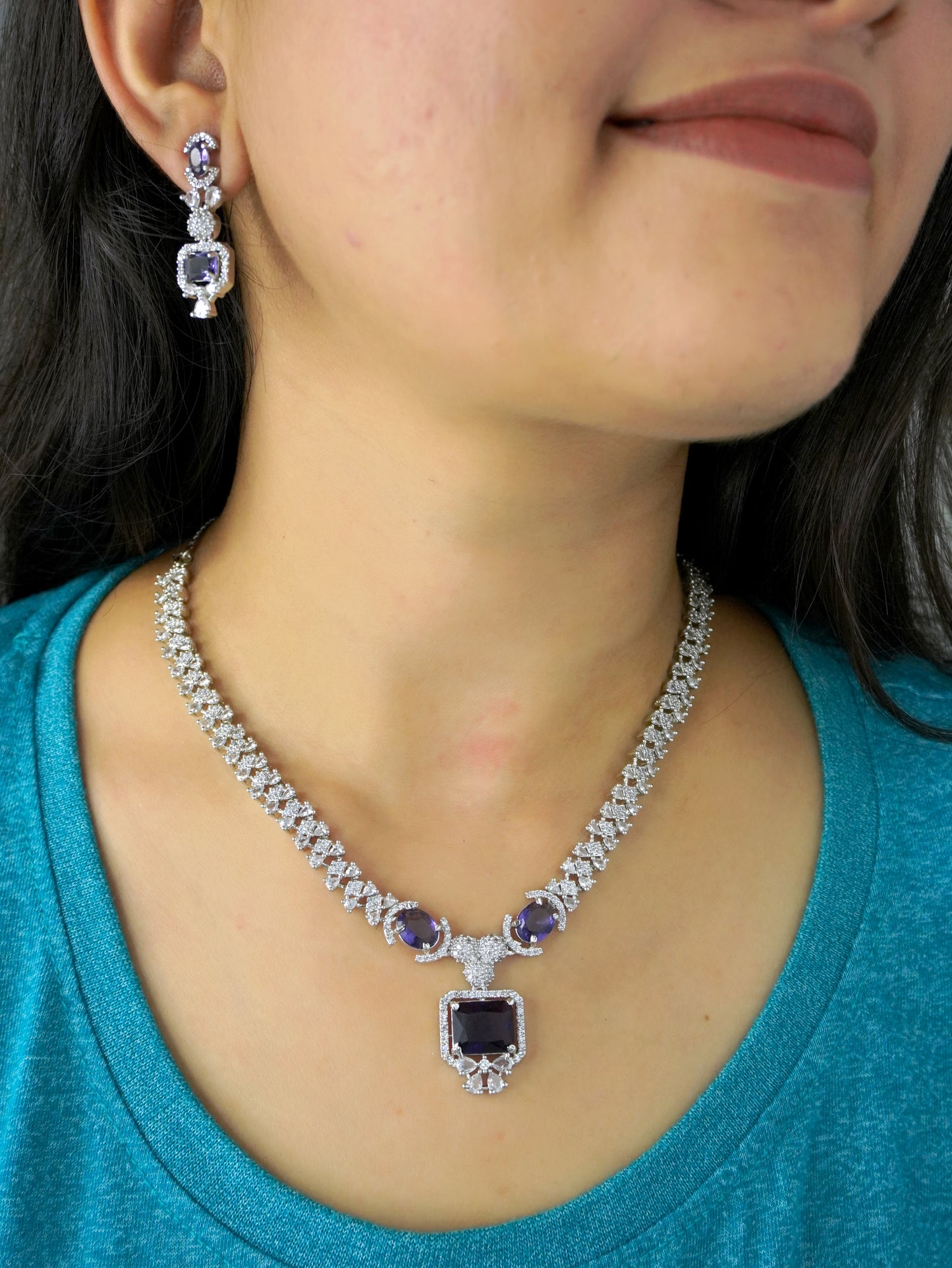 Purple Jennifer Zirconia Jewellery Set