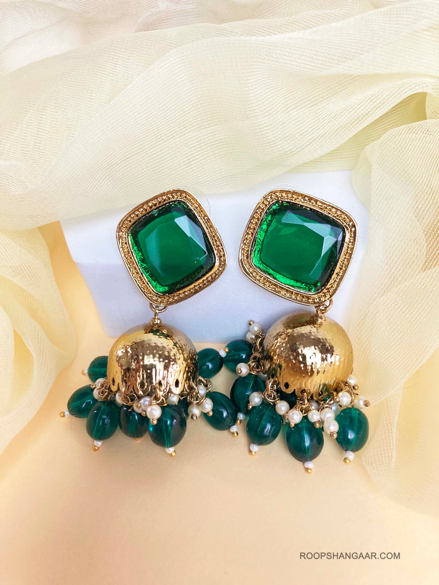 Emerald Diya Jhumkis