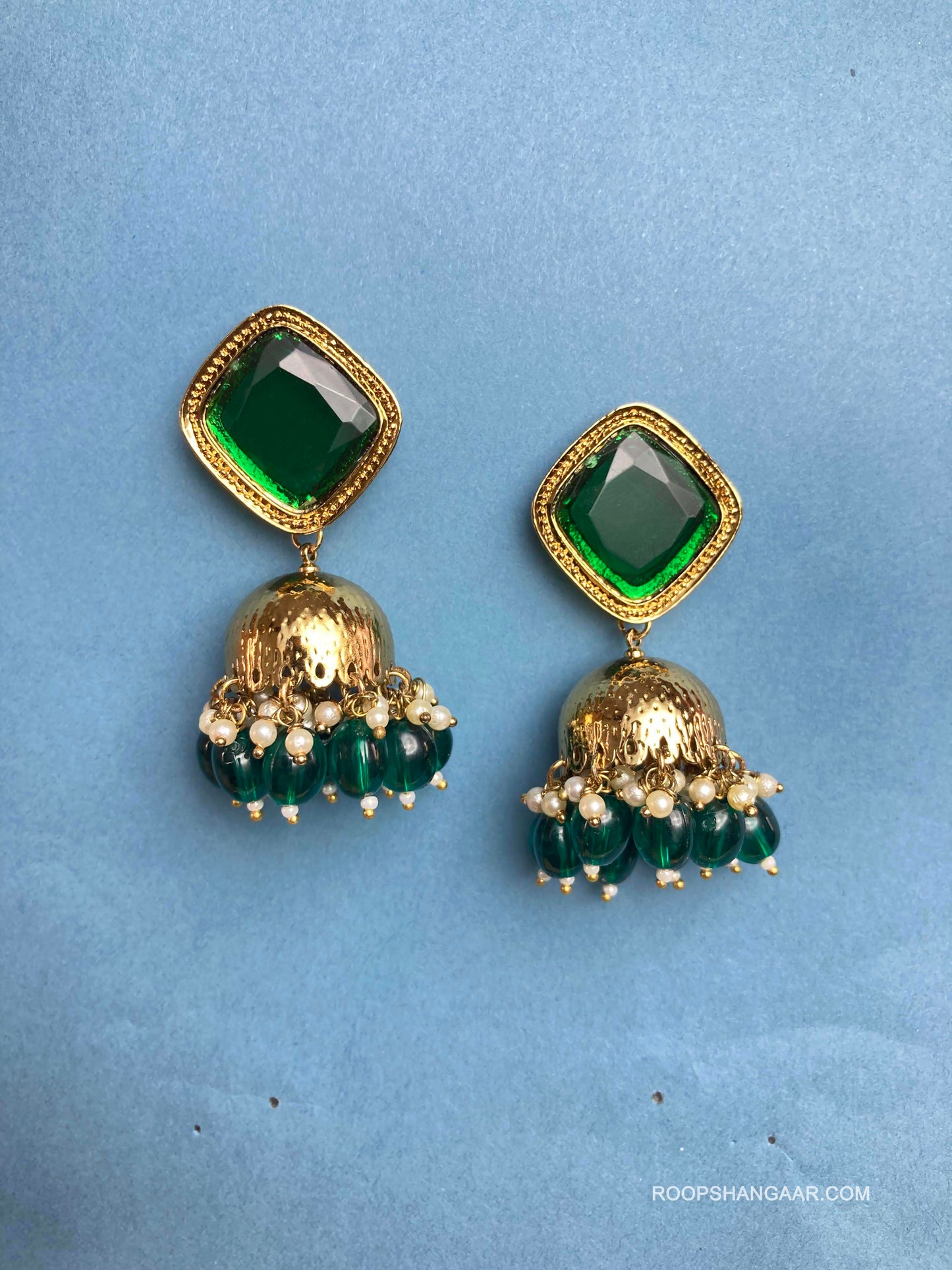 Emerald Diya Jhumkis