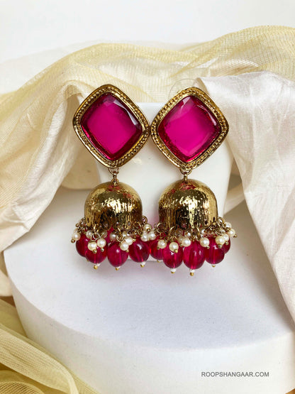 Ruby Diya Jhumkis