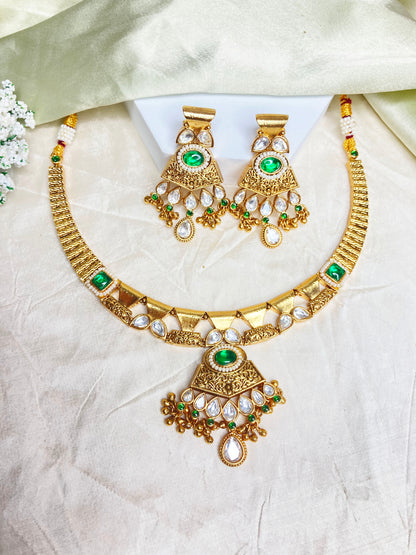 Emerald Nandini Temple Jewellery Set