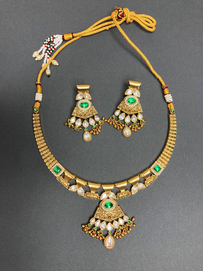 Emerald Nandini Temple Jewellery Set