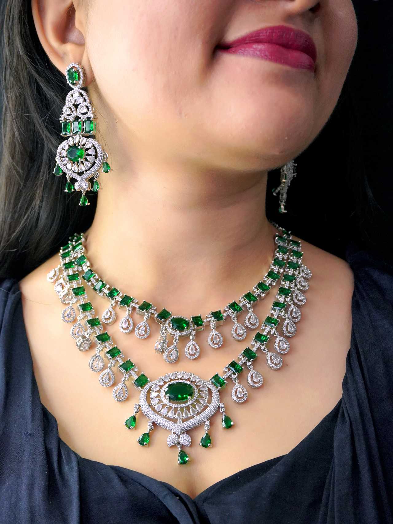 Emerald Green Fiona Zirconia Jewellery Set