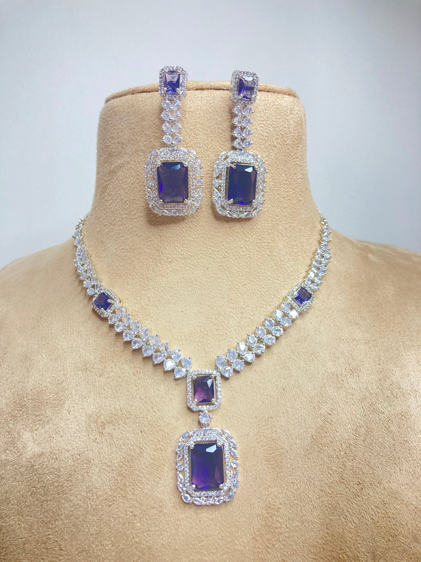 Purple Greta Zirconia Jewellery Set