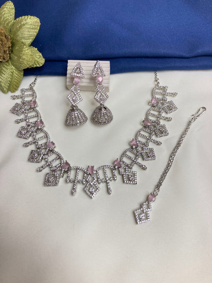 Pink Kena Zirconia Jewellery Set