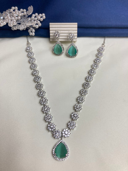 Mint Lily Zirconia Jewellery Set