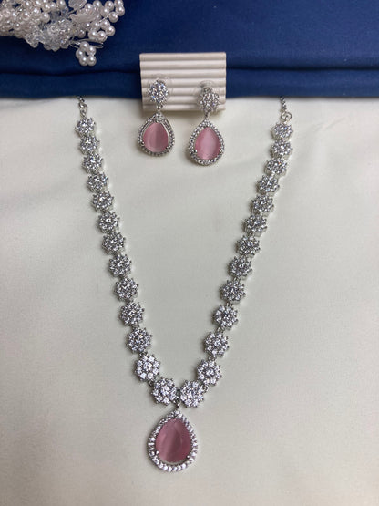 Pink Lily Zirconia Jewellery Set