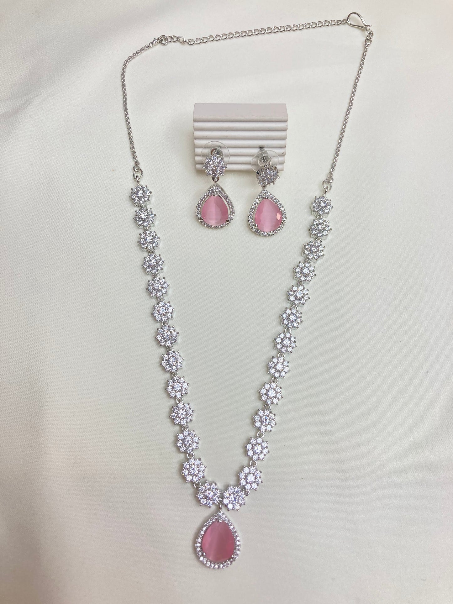 Pink Lily Zirconia Jewellery Set