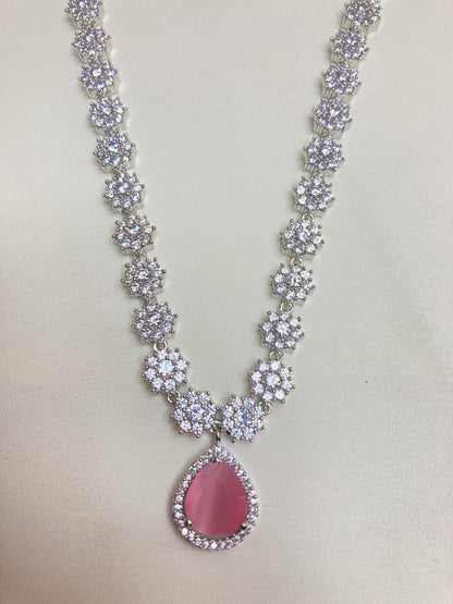 Pink Lily Zirconia Jewellery Set
