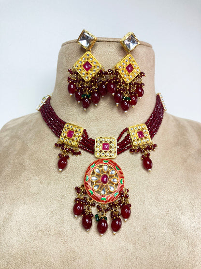 Maroon Mita Jewellery Set