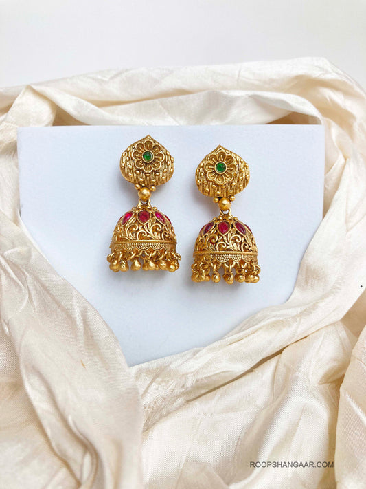 Multicolor Minaxi Temple Jhumkis