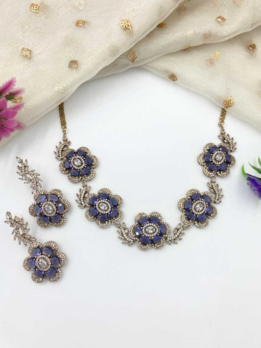 Purple Natalia Zirconia Jewellery Set