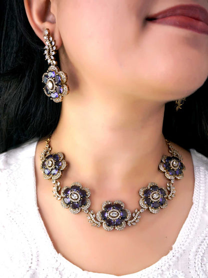 Purple Natalia Zirconia Jewellery Set