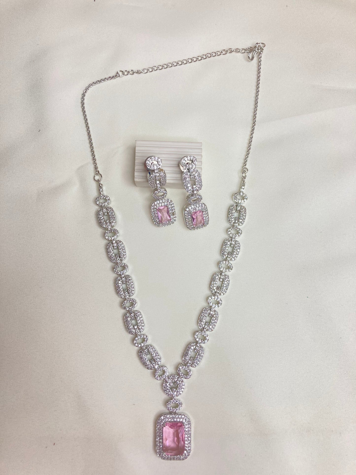 Pink Olivia Zirconia Jewellery Set