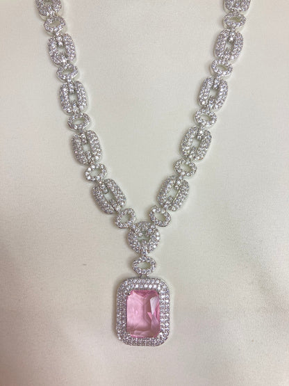 Pink Olivia Zirconia Jewellery Set