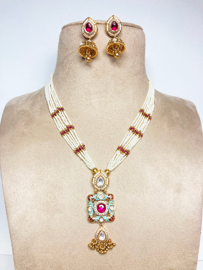 Rani Mint Lakshmi Temple Jewellery Set