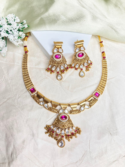 Ruby Nandini Temple Jewellery Set