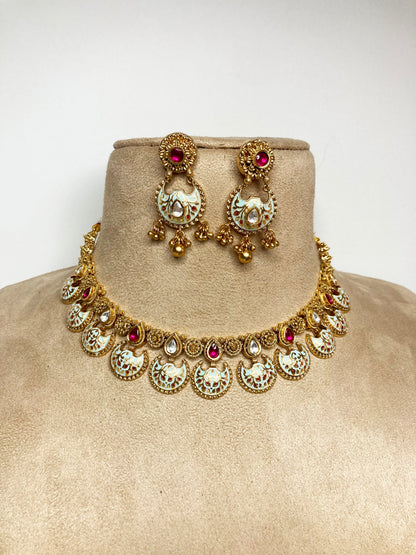 Ruby Mint Sayogita Temple Jewellery Set