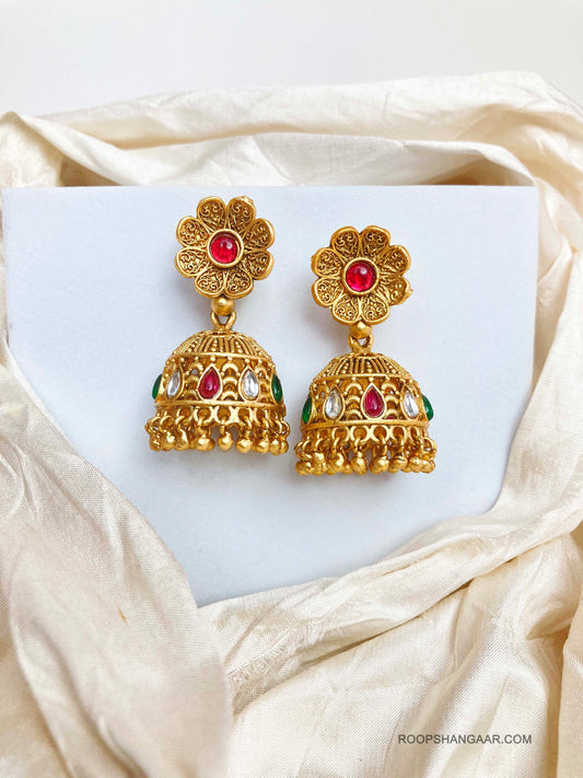 Multicolor Shalini Temple Jhumkis