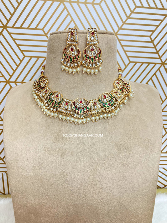 Multicolor Preeti Temple Jewellery Necklace Set