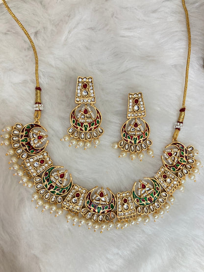 Multicolor Preeti Temple Jewellery Necklace Set