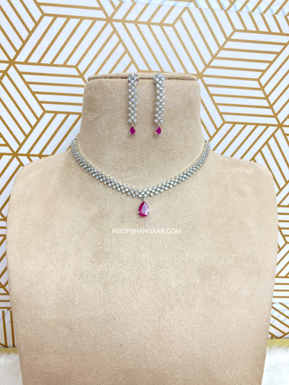 Ruby Samantha Diamond Jewellery Necklace Set