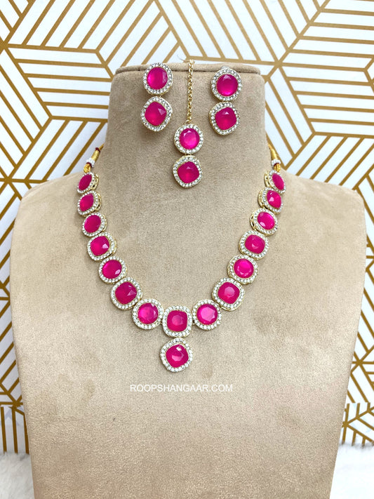 Ruby Niharika Kundan Necklace set