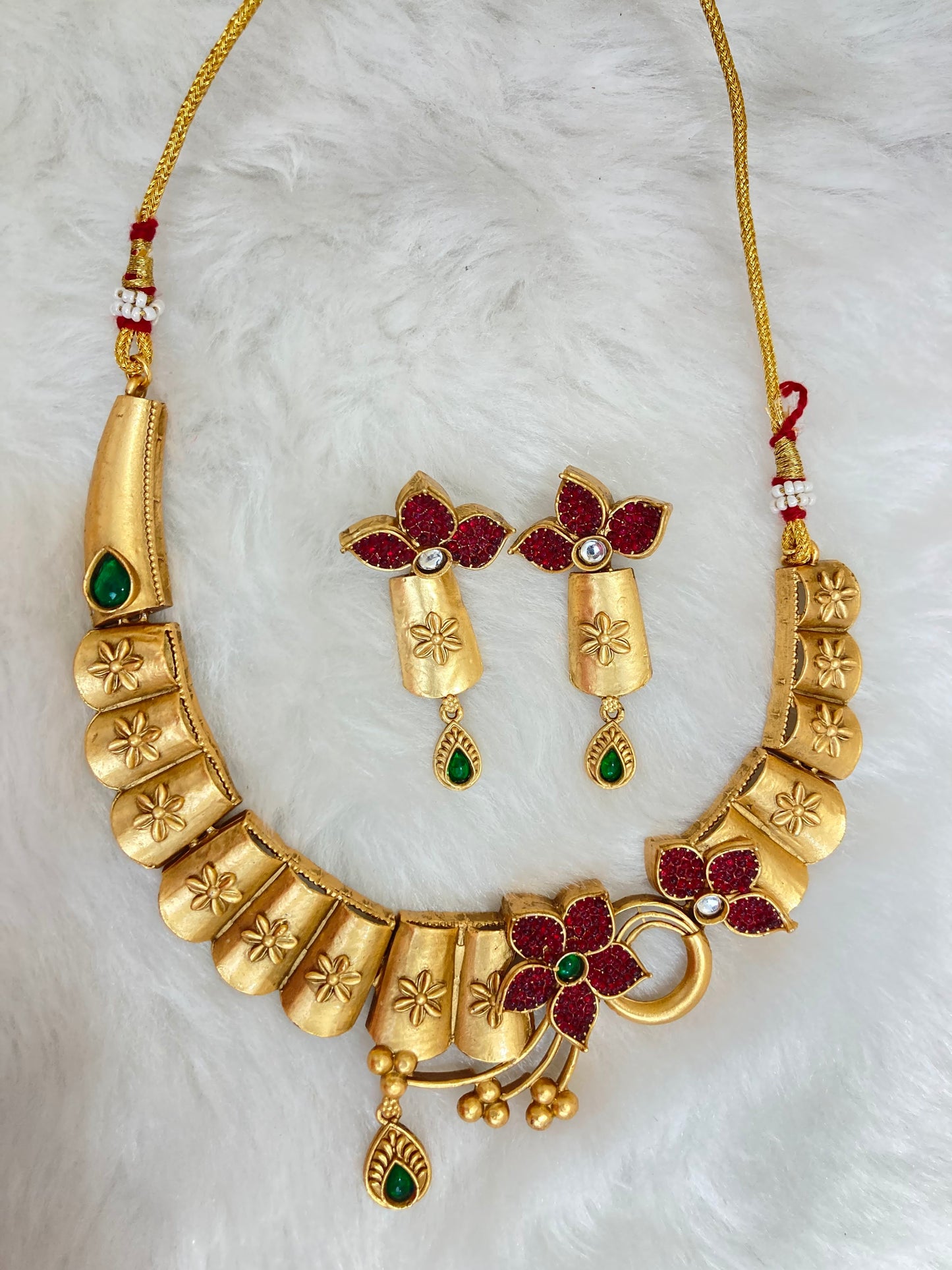 Ruby Aishwarya Temple Jewellery Necklace Set