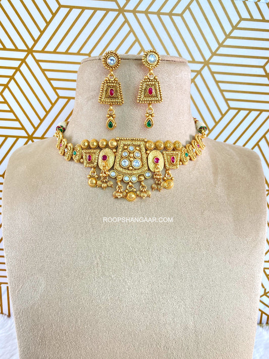 Multicolor Aishwarya Temple Necklace Set