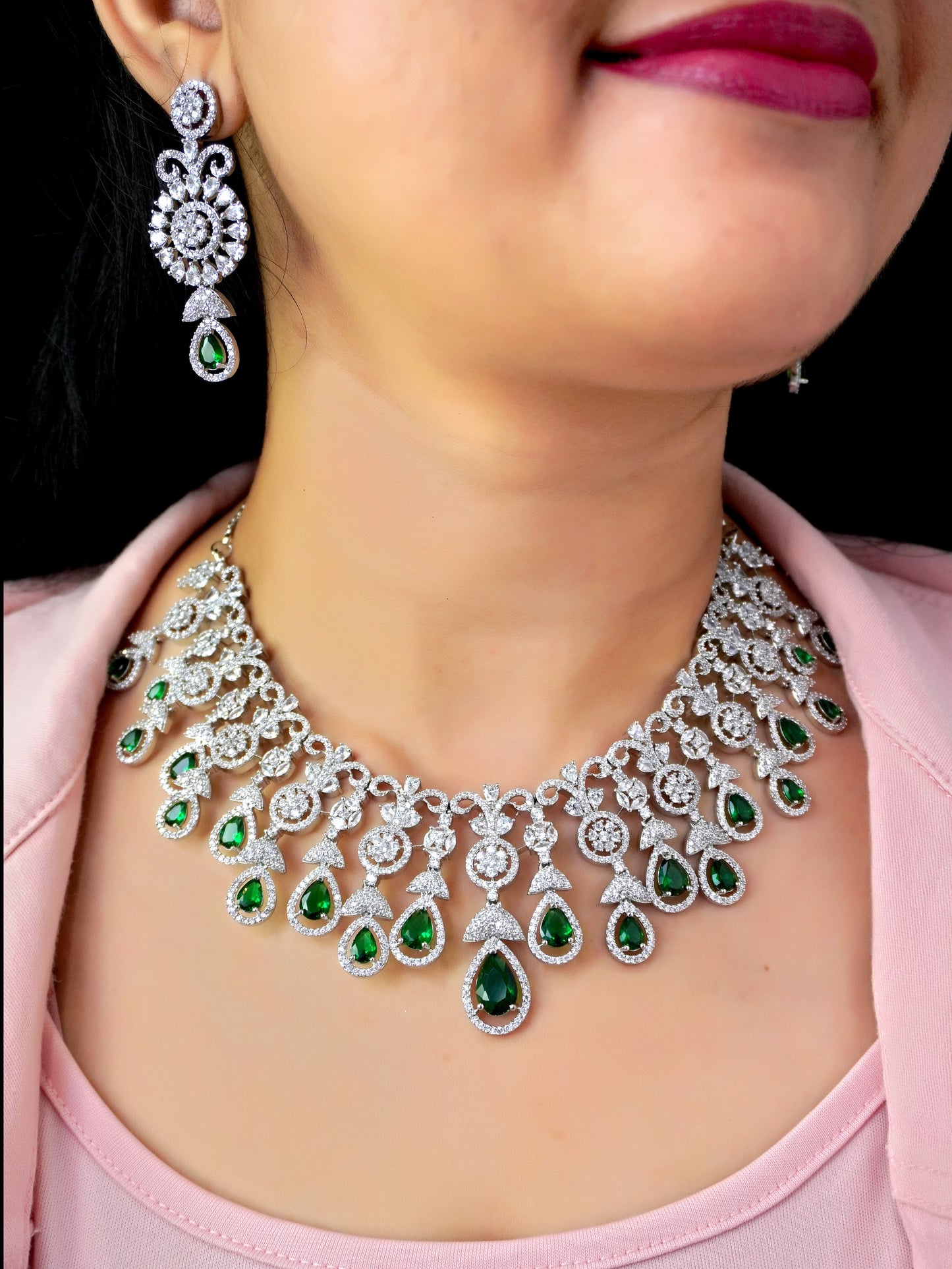 Emerald Green Diana Zirconia Jewellery Set