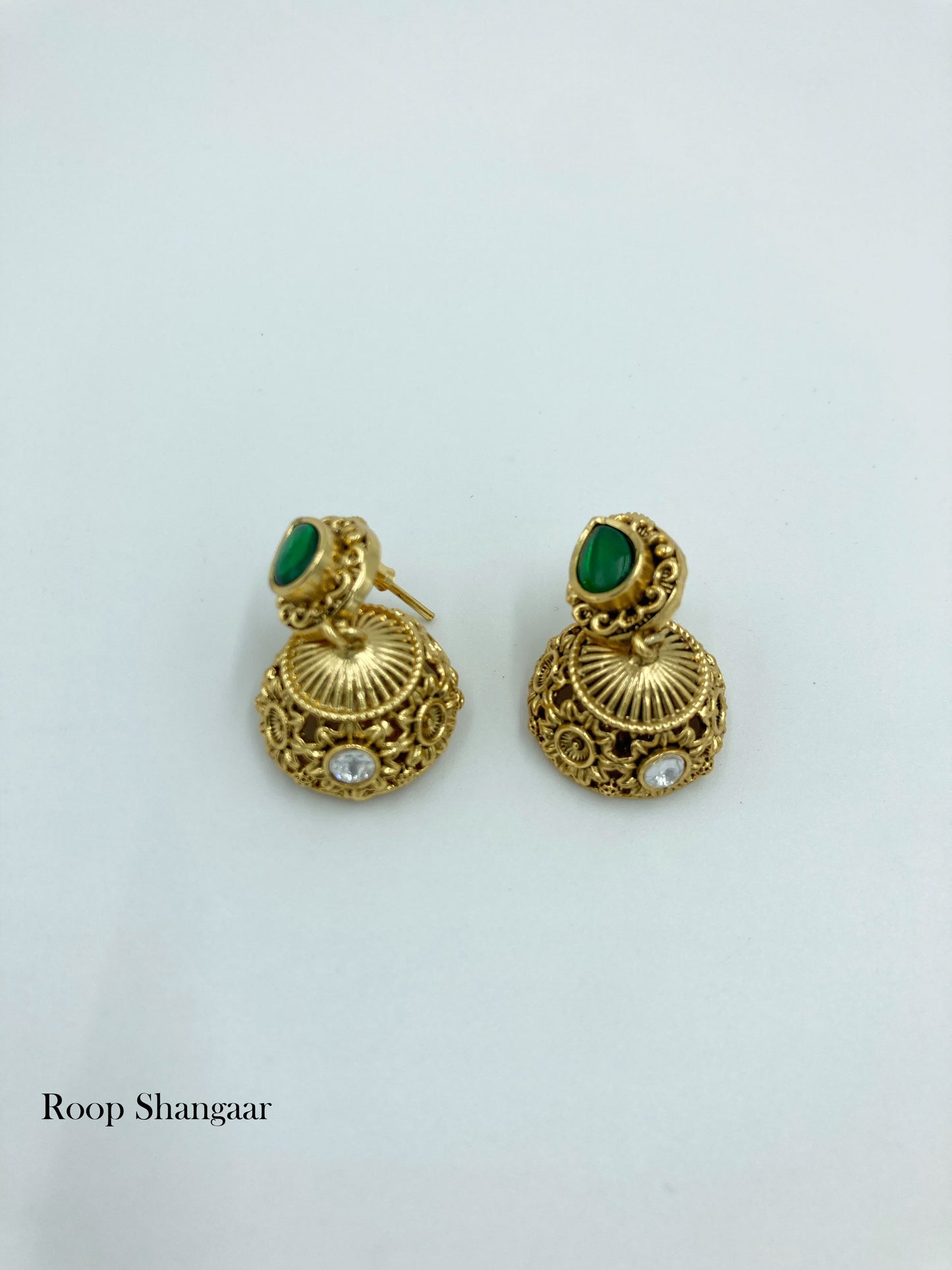 Golden Emerald Kavya Temple Jewellery Set