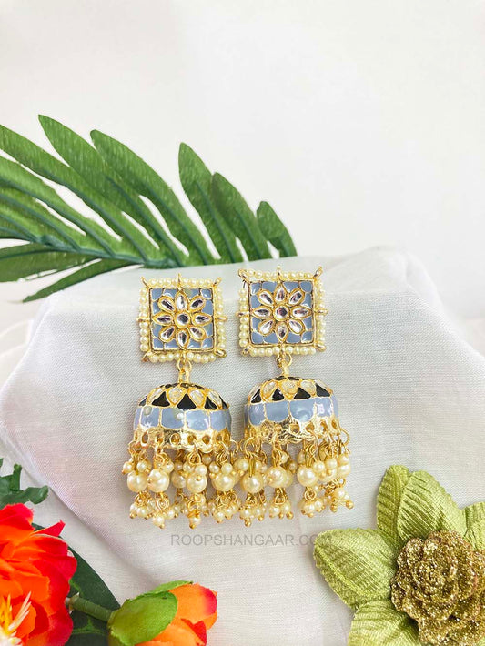 Gray Ashnika Jhumki Earrigs