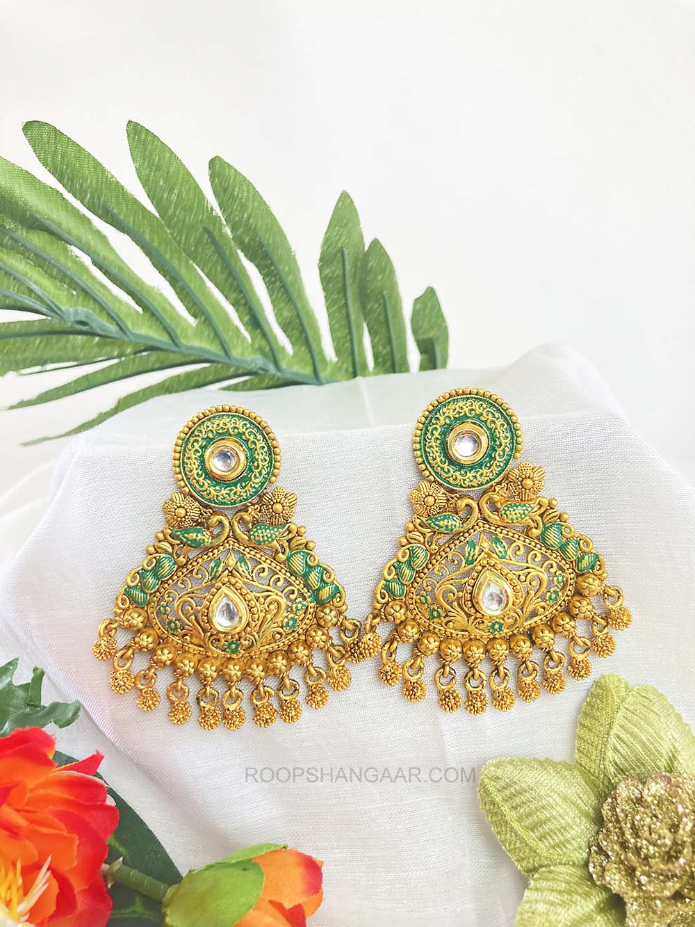 Green Avneet Chandbali Earrigs