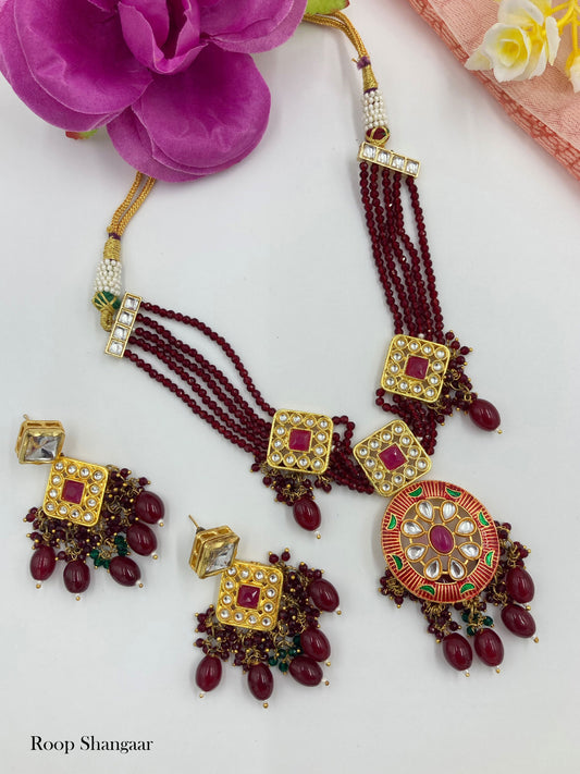 Maroon Mita Jewellery Set