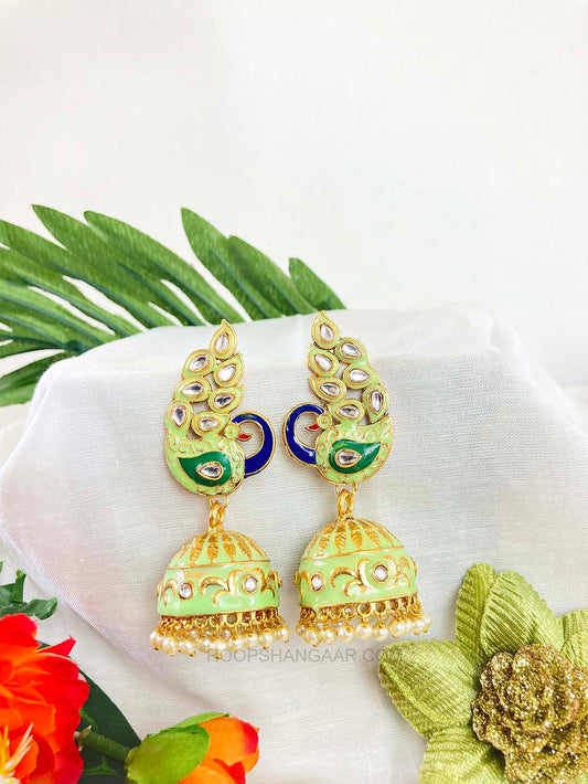 Mint Mayuri Jhumki Earrigs