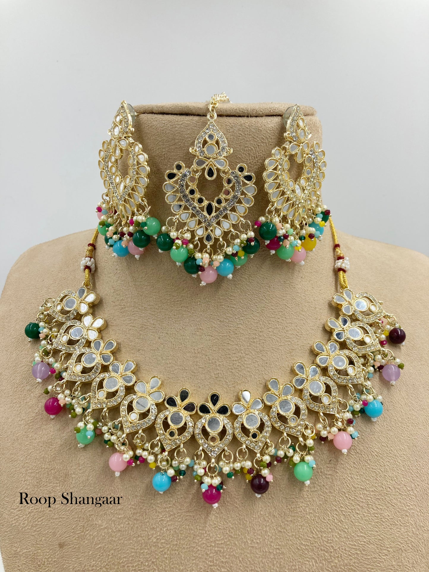 Multicolor Ishika Mirror Necklace set